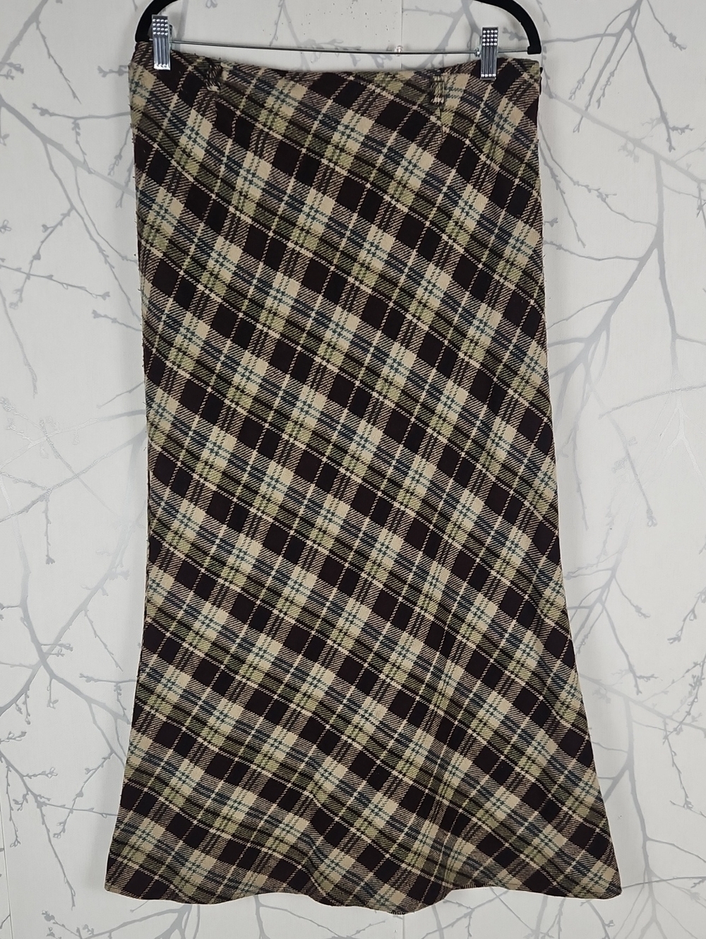Vintage Plaid Checks Flannel Side Zip Maxi Skirt